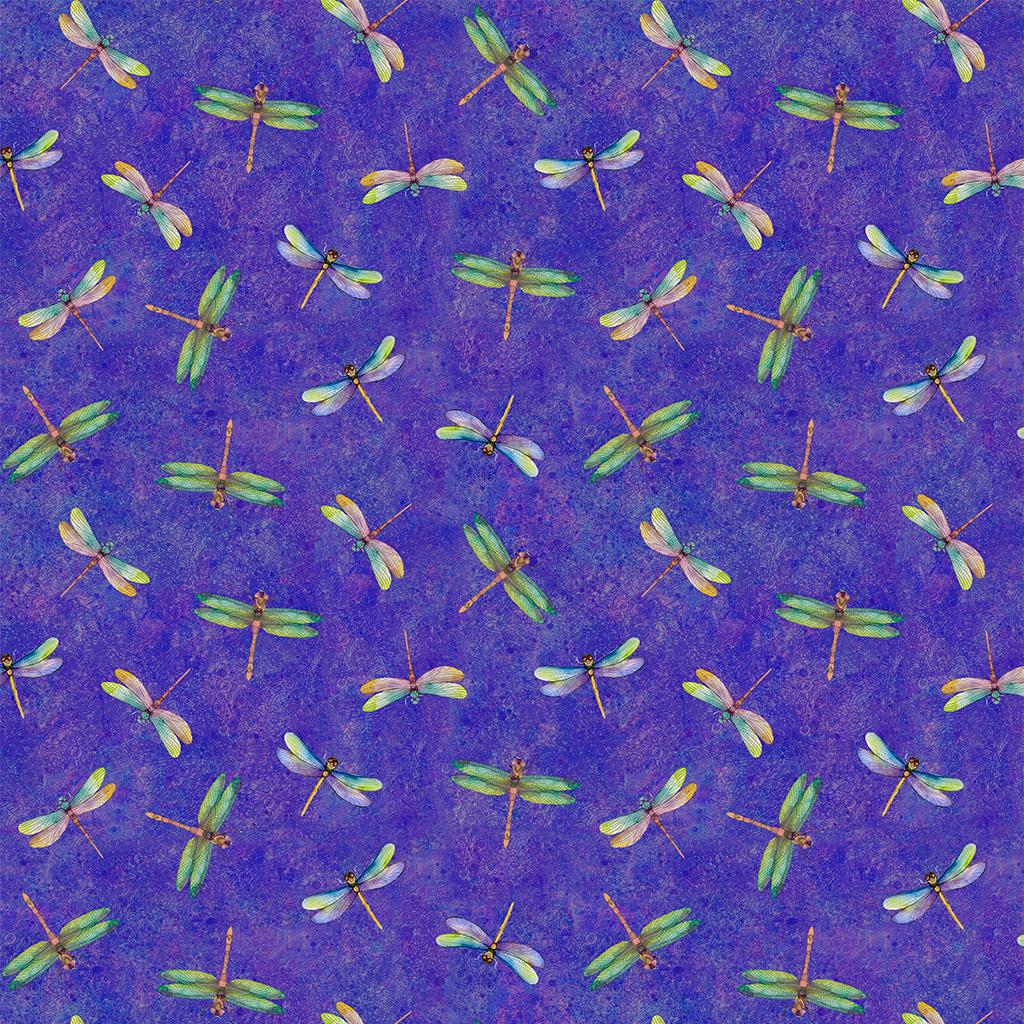 Lily Pond Y4626-28 Dragonflies Dark Purple
