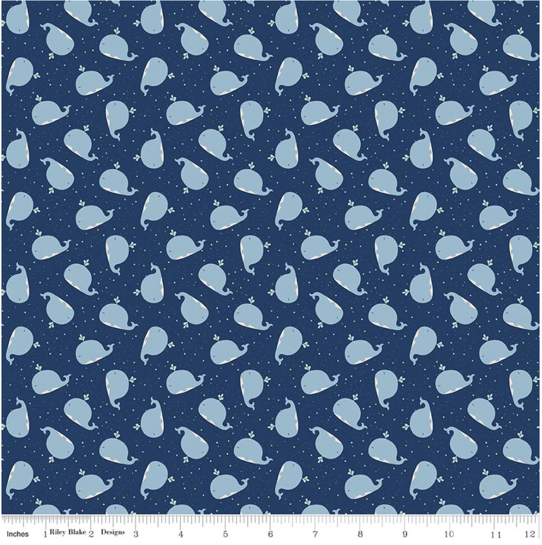 Love You To The Moon Whales F18273 Navy