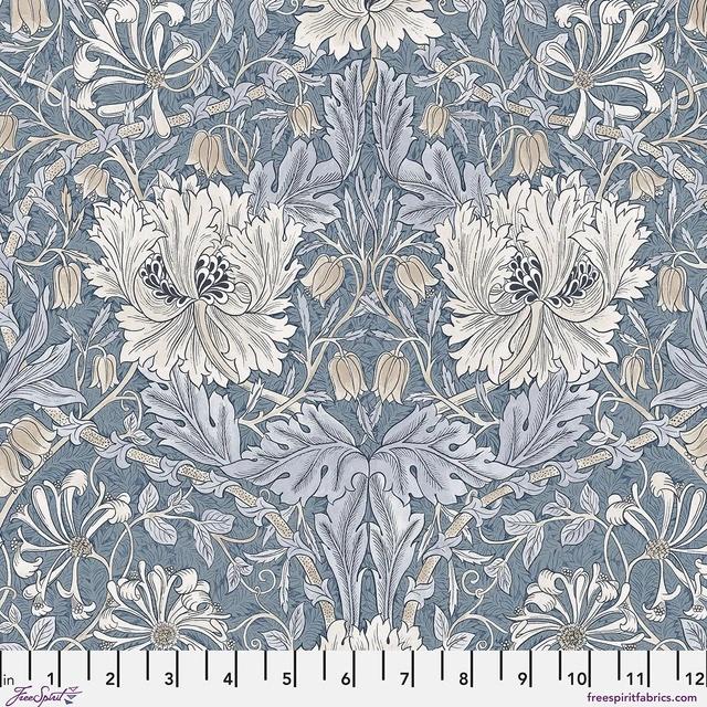 Morden Cotton Lawn 027 Indigo SM Honeysuckle & Tulip - Quilted Strait