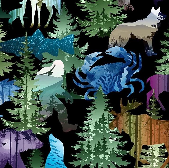 PNW Shop Hop 262OR Directional Animals / Bigfoot - Quilted Strait