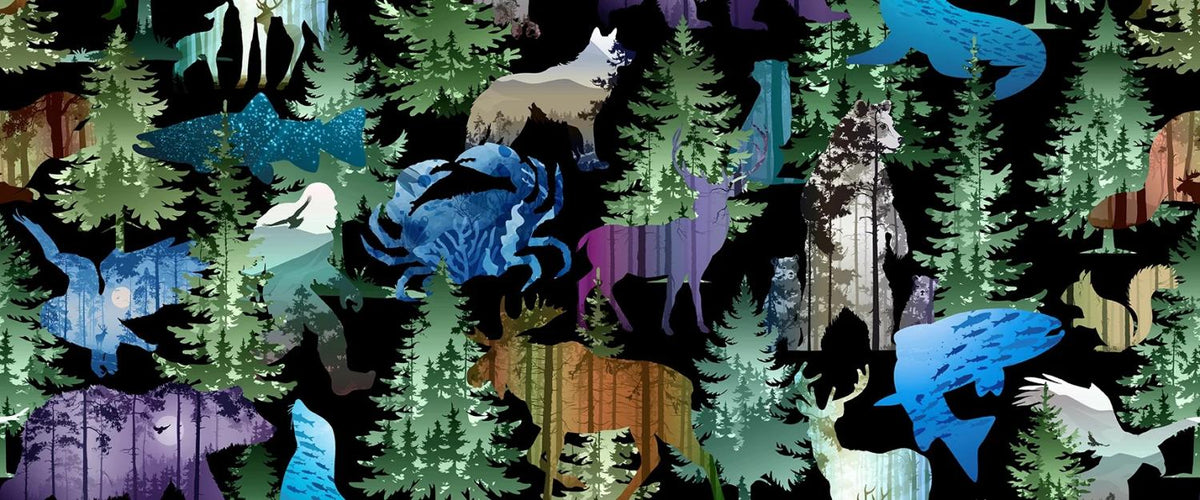 PNW Shop Hop 262OR Directional Animals / Bigfoot - Quilted Strait