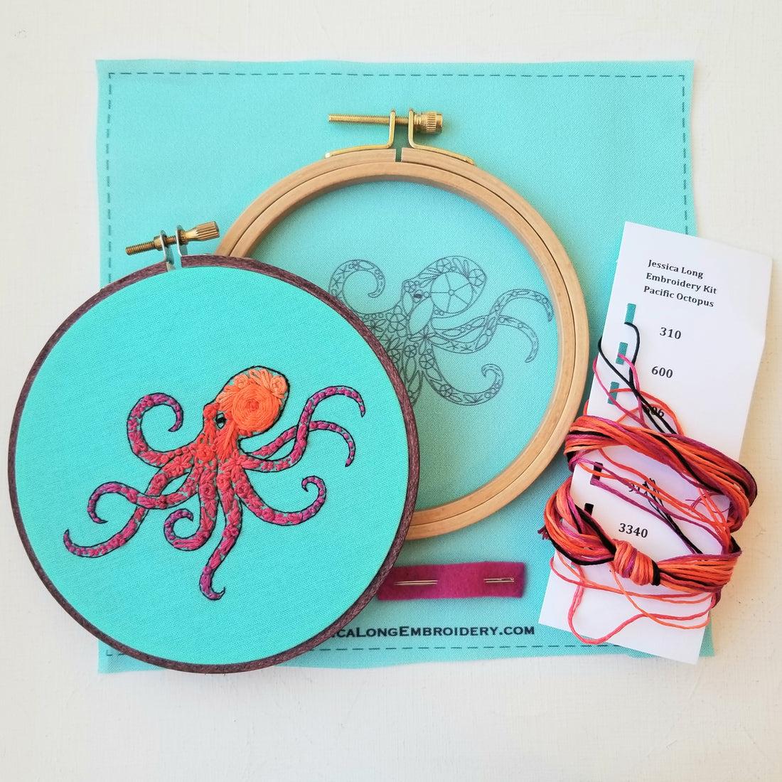 Pacific Octopus Embroidery Kit - Quilted Strait