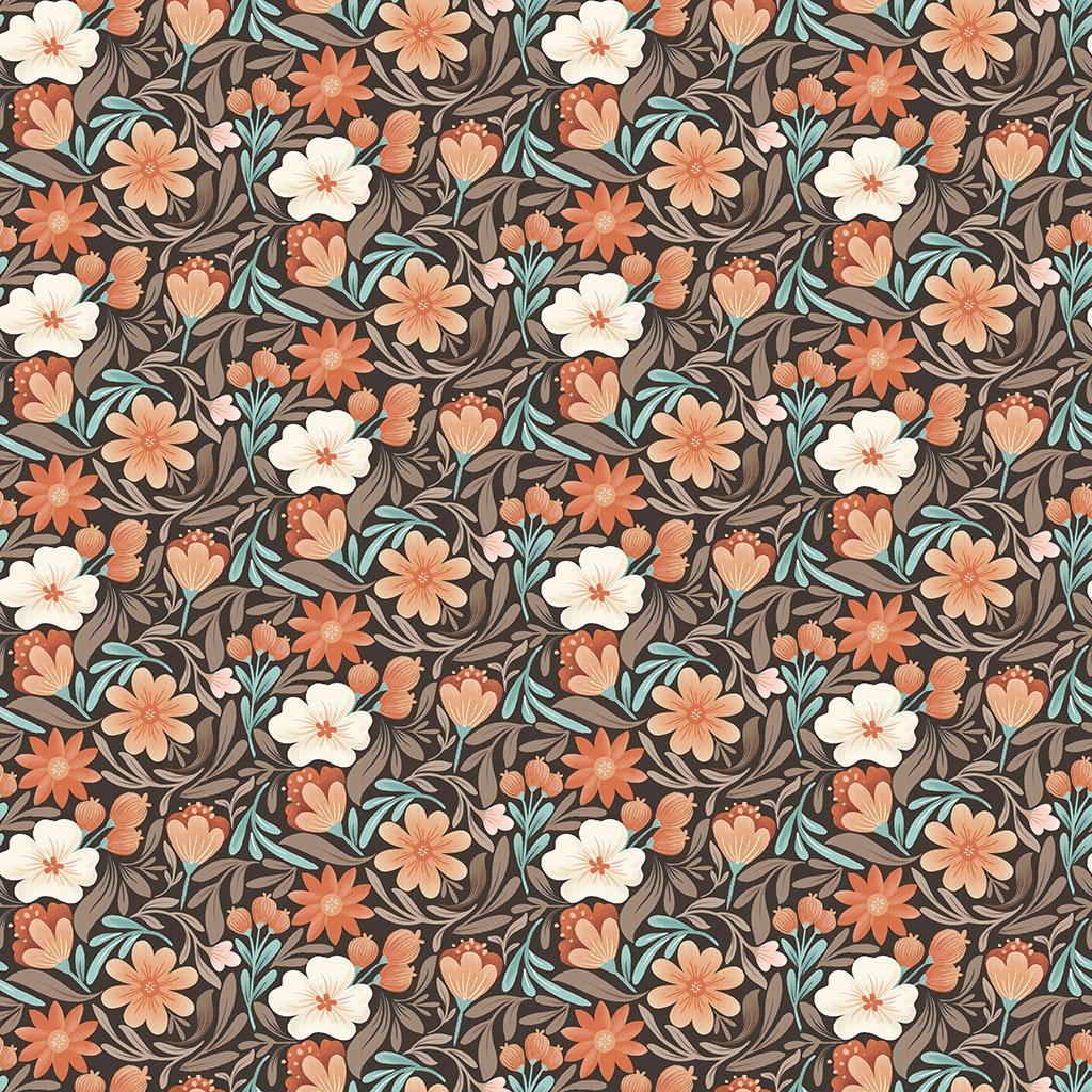 Perfect Blend 4718-16 Floral Dark Brown - Quilted Strait