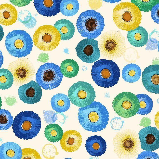 Poppy Serenade CD4164 Tossed Poppies Geo Cream