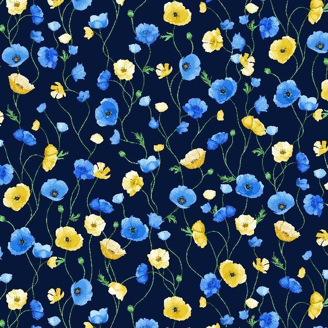 Poppy Serenade CD4166 Poppies On Vines Night