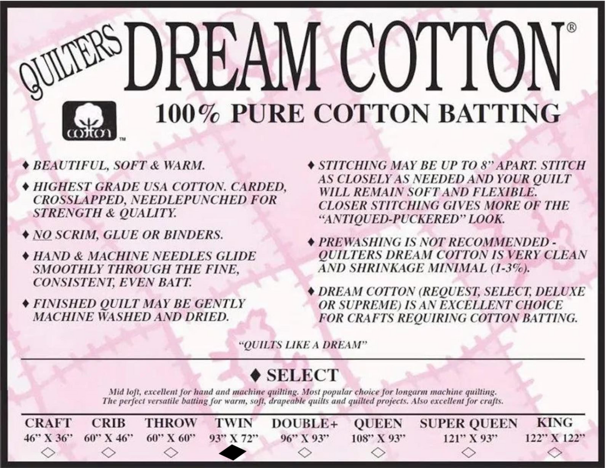 Dream Cotton Batting - Select White Twin