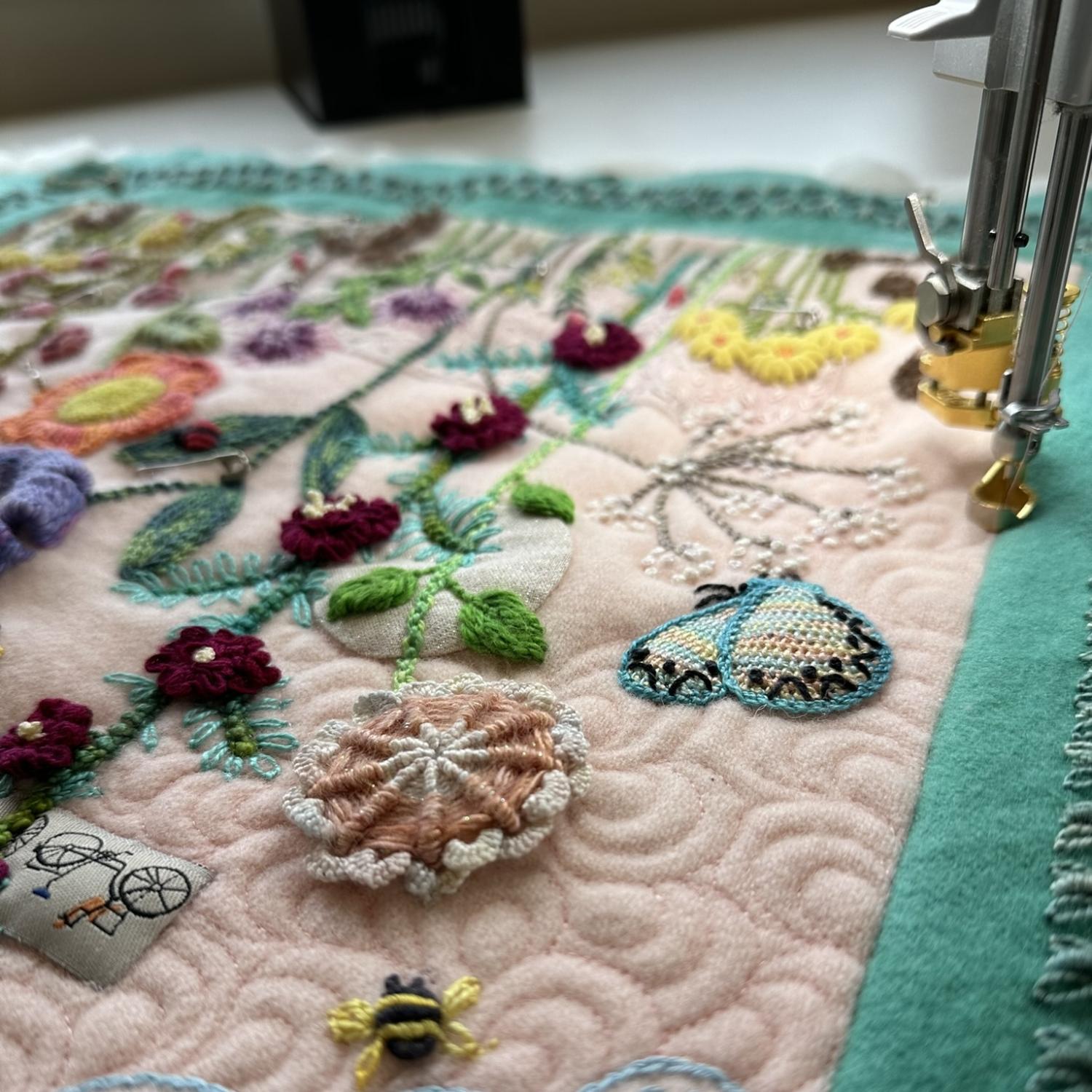 Quilting a Wool Applique Quilt; Monday, May 4 - Quilted Strait