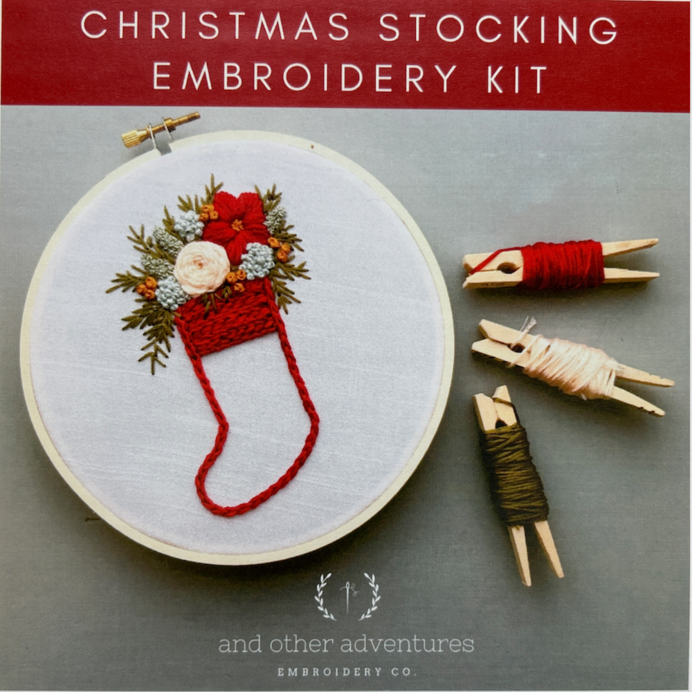 Red Christmas Stocking Embroidery Kit