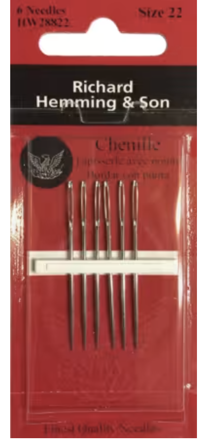 Richard Hemming & Son Chenille Needles Size 22 - Quilted Strait