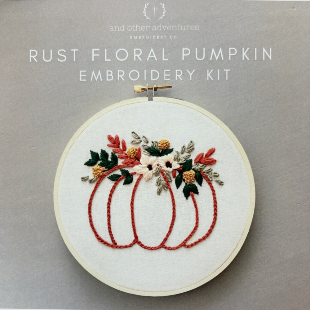 Rust Floral Pumpkin Embroidery Kit