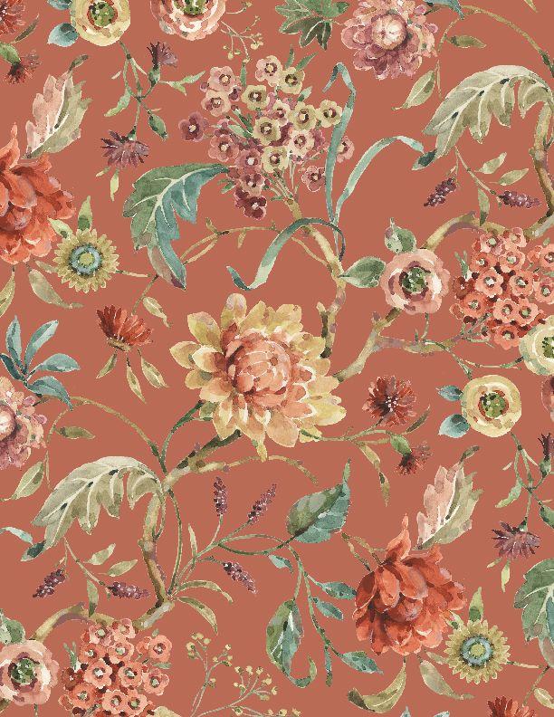 Seasons Study 17836 332 Medium Floral Terracotta