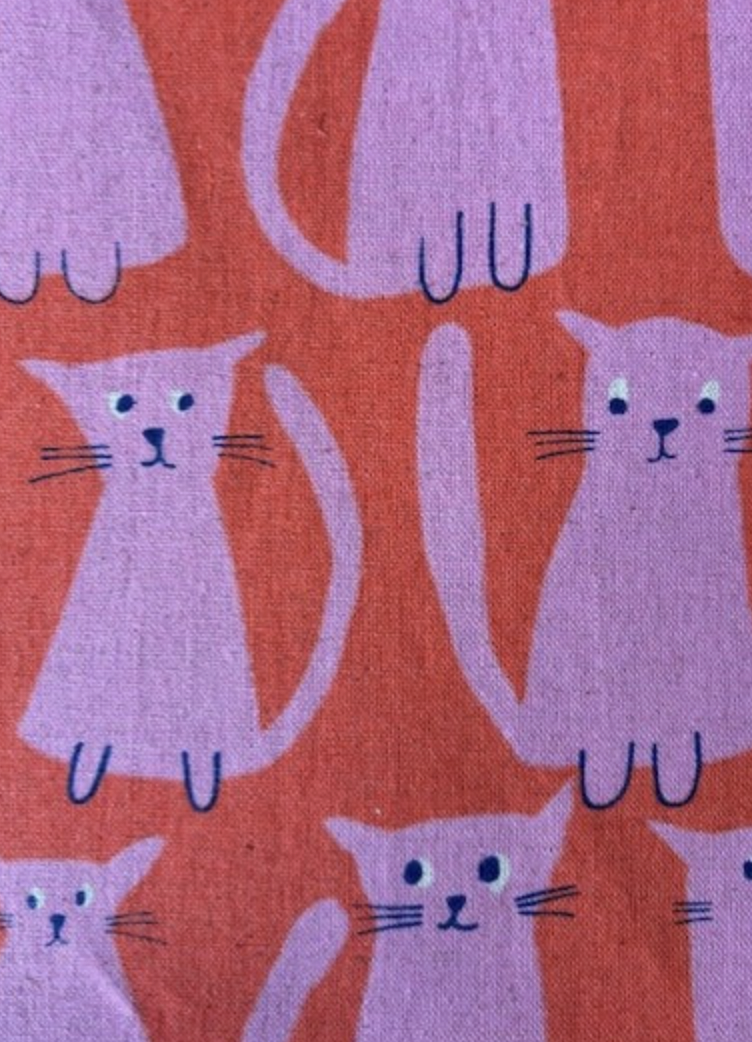 Sevenberry Canvas - Red with Purple Cats