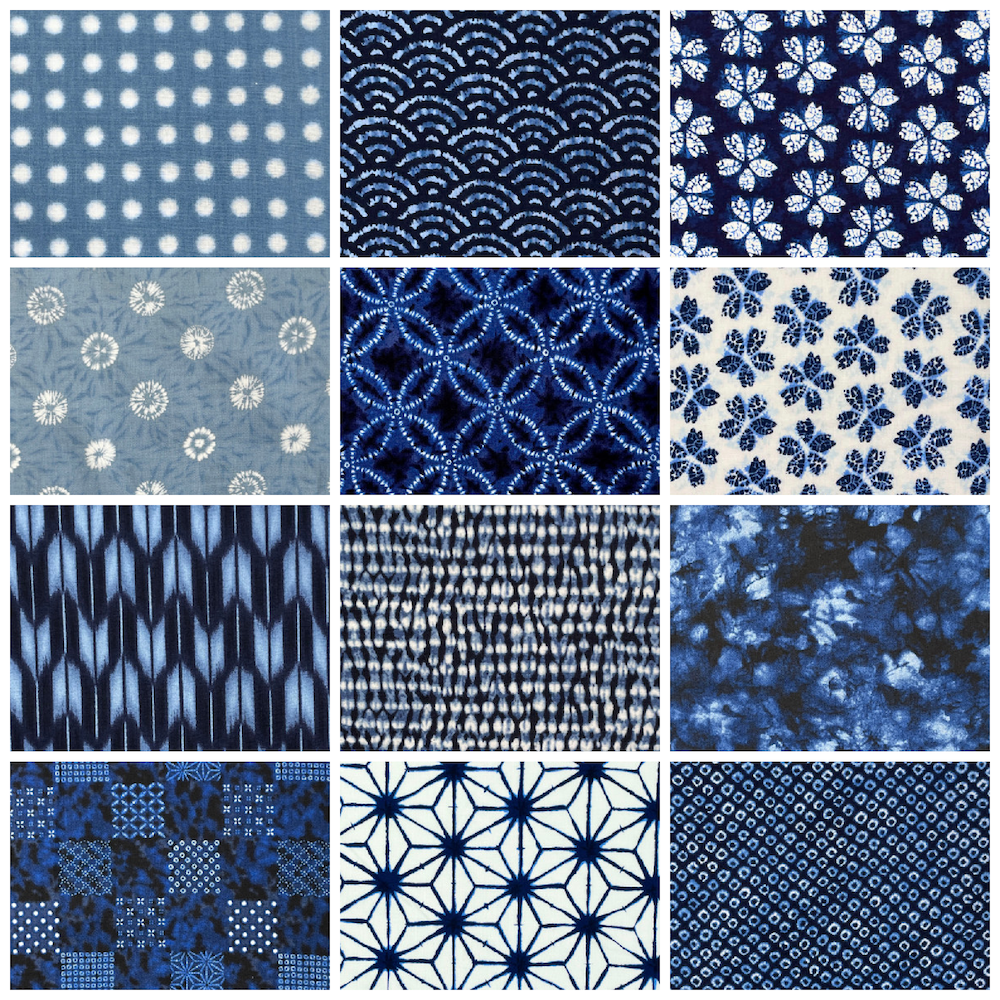 Shibori Style Twelve Fat Quarters