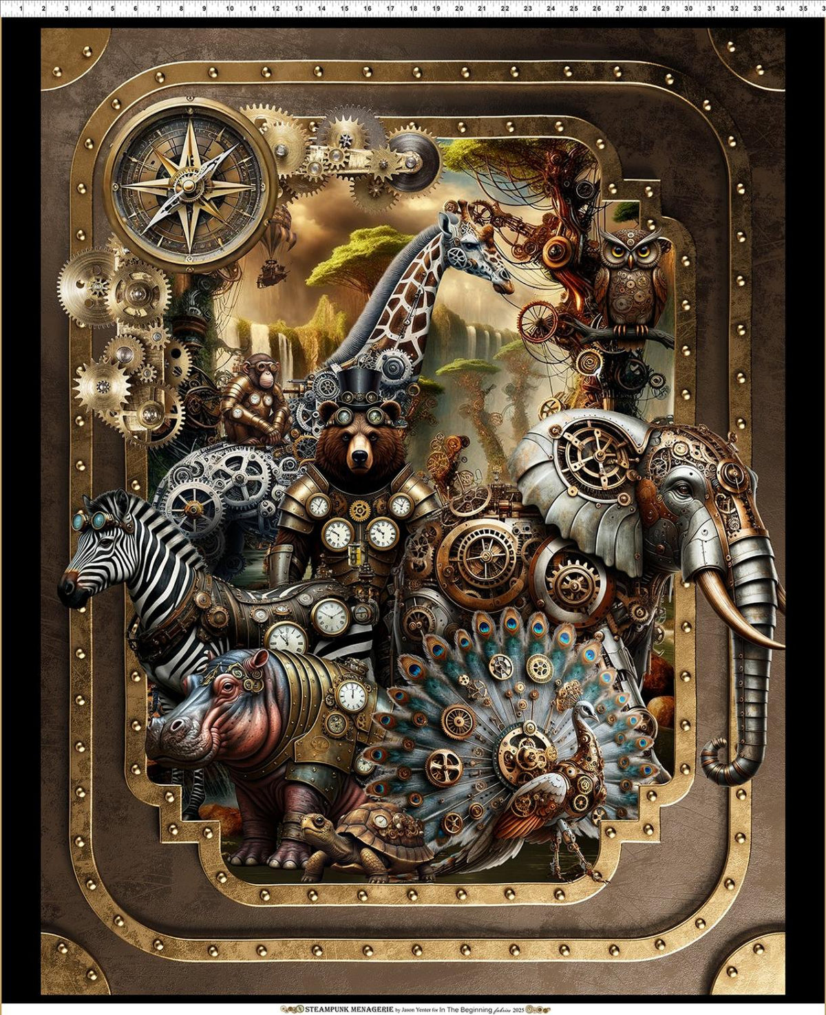 Steampunk  panel 36" X 43" - Quilted Strait