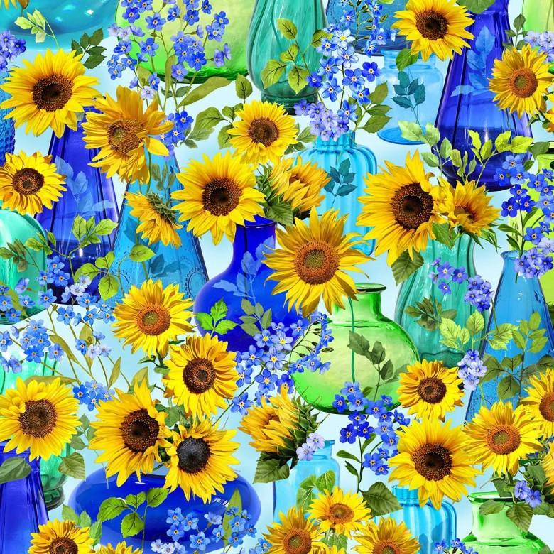 Summer Sunflowers 11685 Cobalt Summer Sunflowers