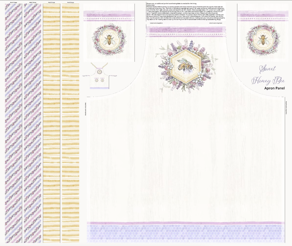 Sweet Honey Bee and Lavender Apron Kit - Quilted Strait