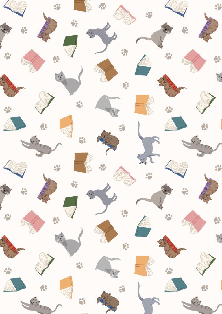 The Purrrfect Book Club 965A Scattered Cats and Books
