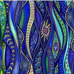 Tjukurpa Land 9192 Wavy Stripe Blue