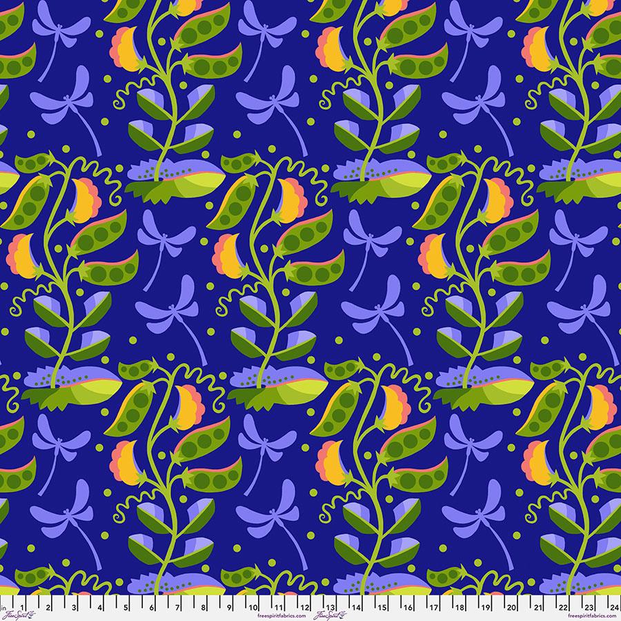 Vegetable Patch 185 Blue Pea - Quilted Strait