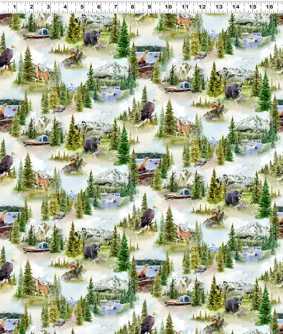 Western Washington Shop Hop Scenic Toile Y4204-55 Multi - Quilted Strait