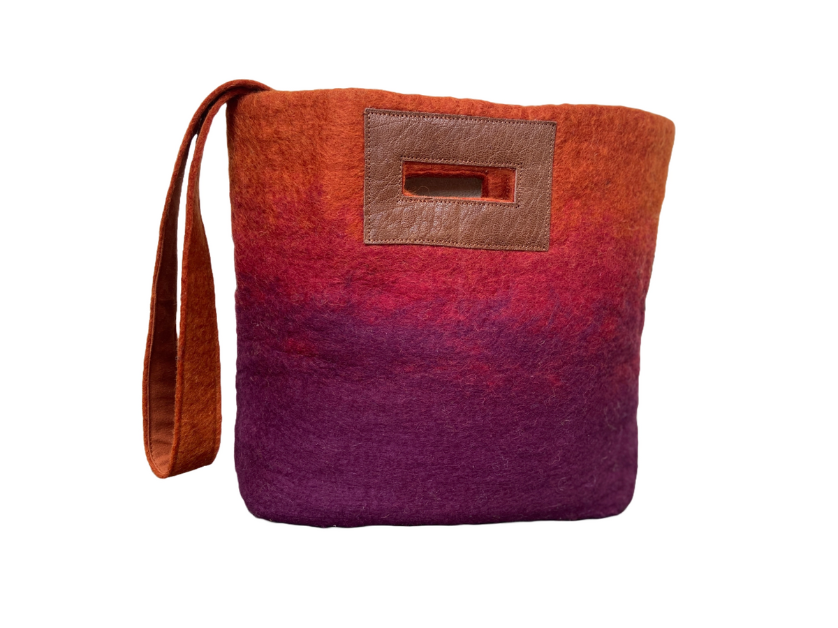 Wool Felted Ombre Tote - Plum - FM1