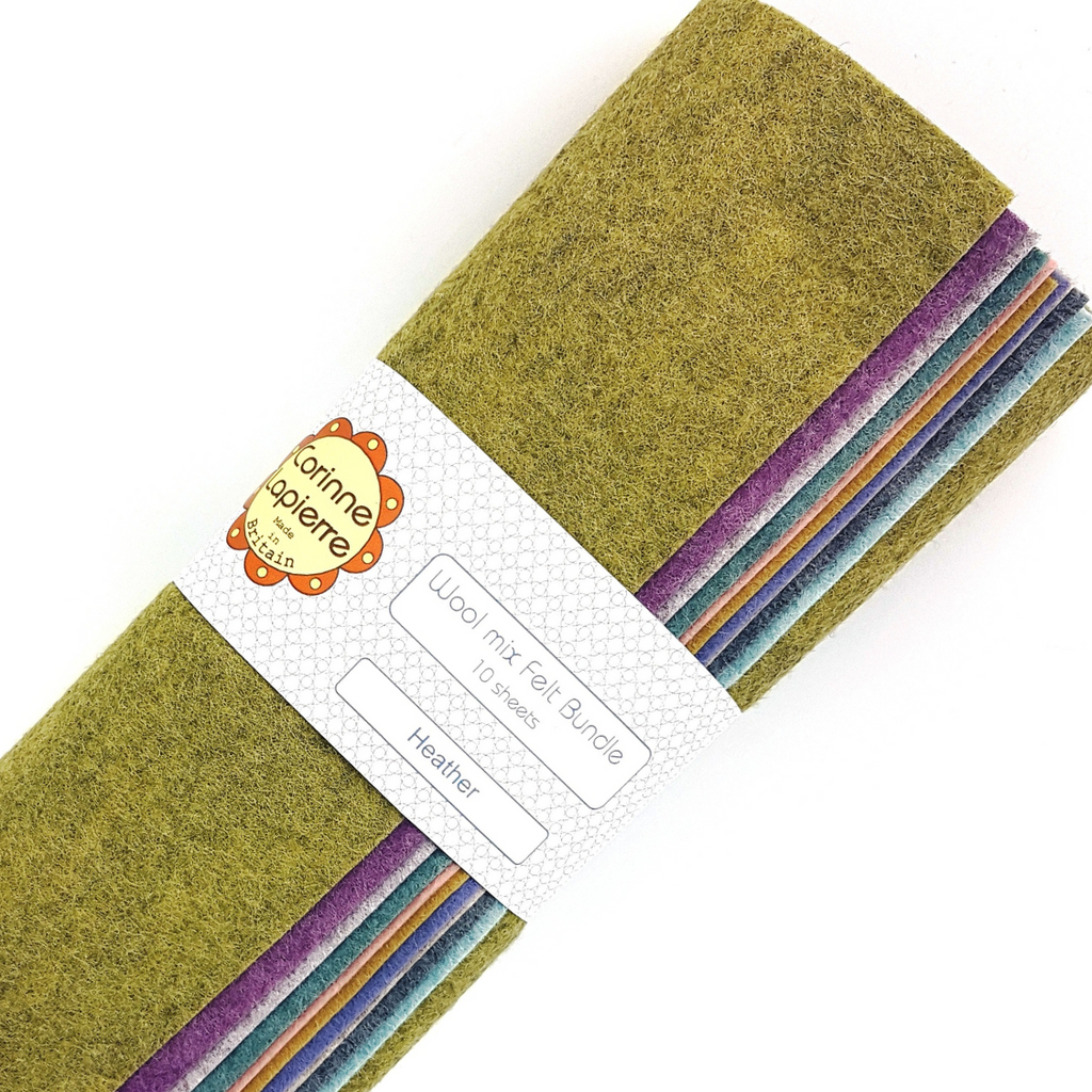 Wool felt 9&quot; squares - Heather Bundle