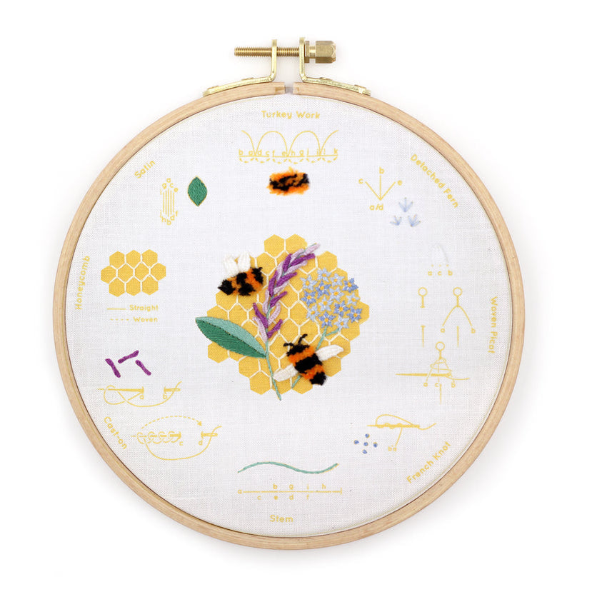 Honeybee Embroidery Stitch Sampler
