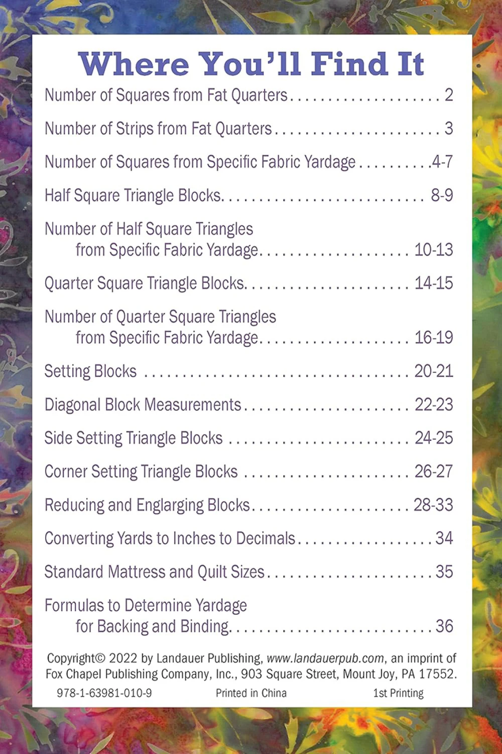 No Math Quilt Charts & Formulas