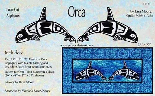 Orca Pair Laser Cut Ready to Fuse Applique (side by side) - Quilted Strait