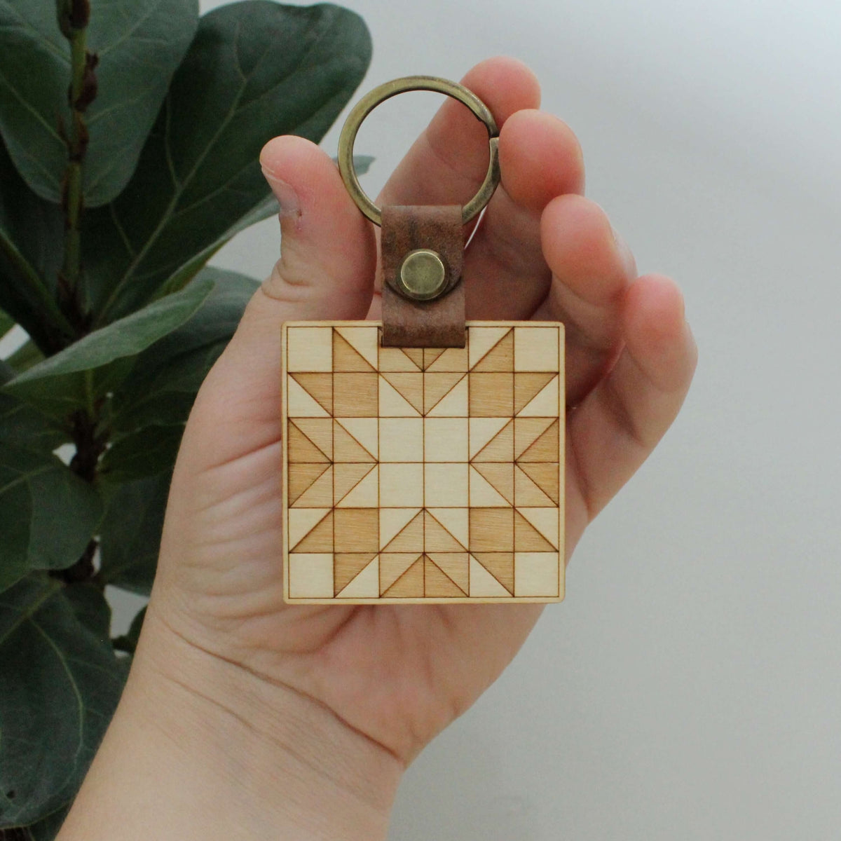 Wood Quilt Keychain #1 (FM)