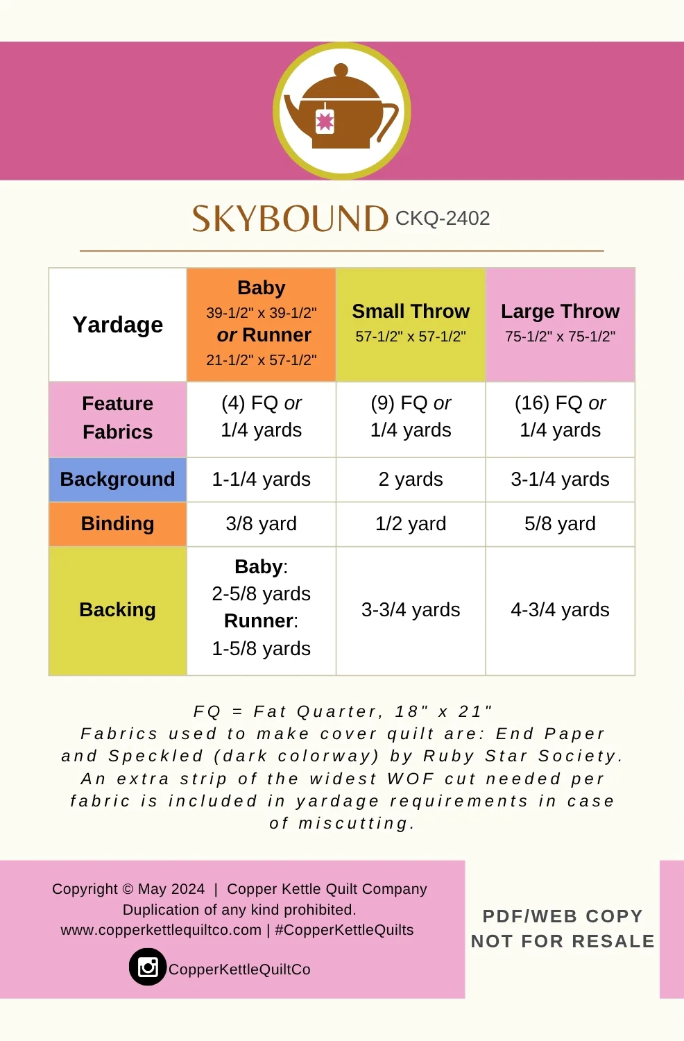 Skybound Quilt Pattern in 4 sizes