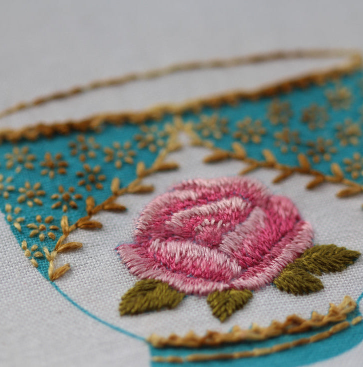 Teacup Embroidery Stitch Sampler
