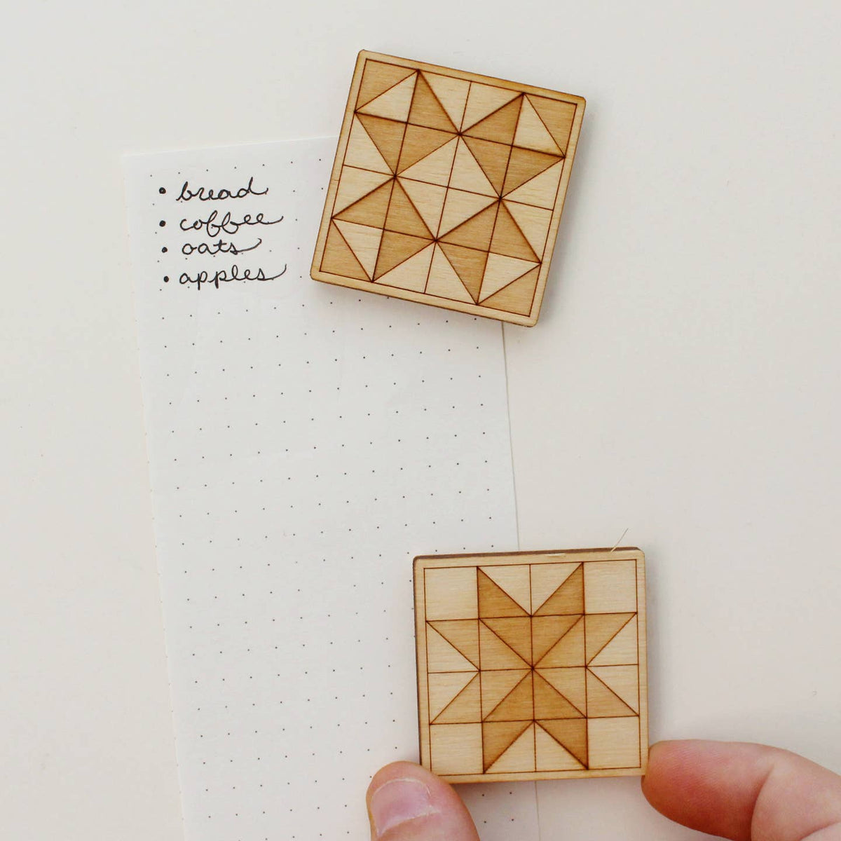 Set of 2 Wood Quilt Magnets (FM)