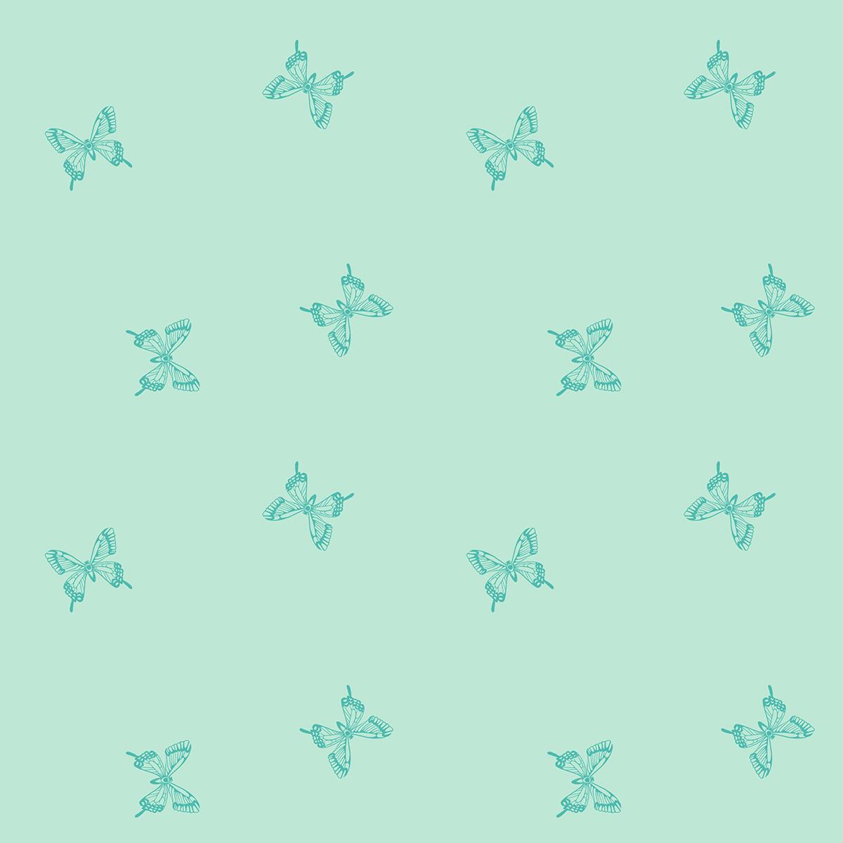 Backyard 2092 15 Tiny Butterflies Mint - Quilted Strait