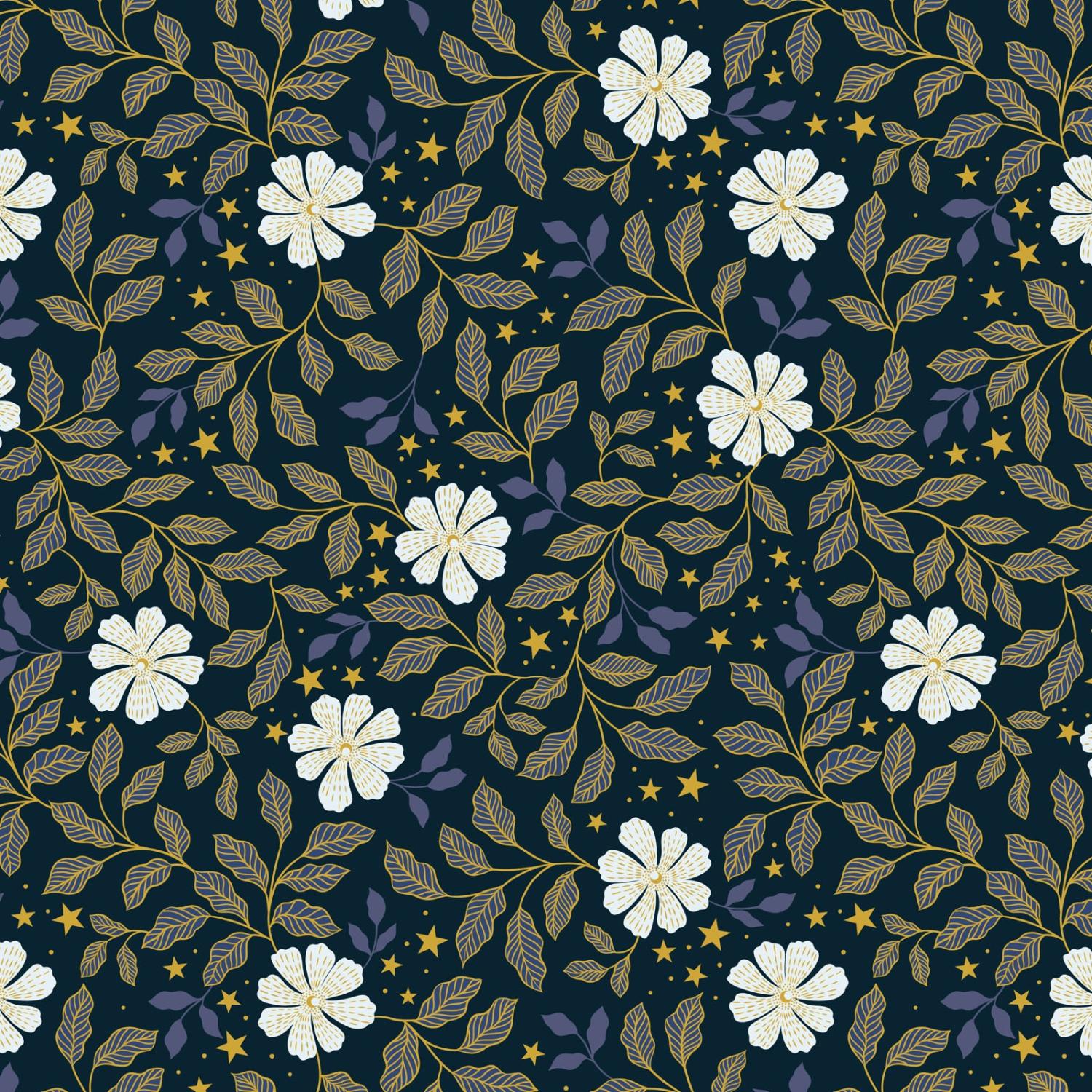 Celestial 756-3 Celestial Flowers Metallic - Quilted Strait