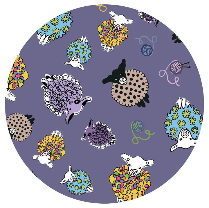 Coated Cotton Plum Sheep - Quilted Strait