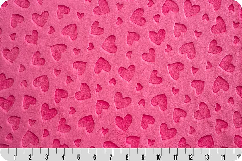 Cuddle minky embossed hearts - Fuchsia Pink