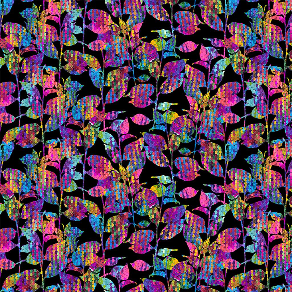 Divine Nature 3884-3 Sparkle Black - Quilted Strait