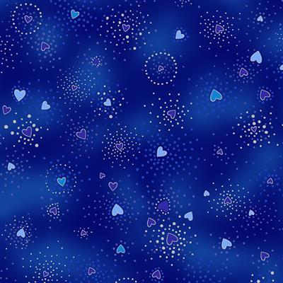 Earth Song 1124-31SM Heart Royal Blue Silver Metallic - Quilted Strait