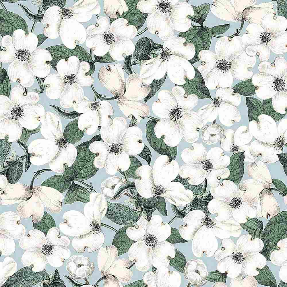 Fleur 1740 Packed White Flowers Blue