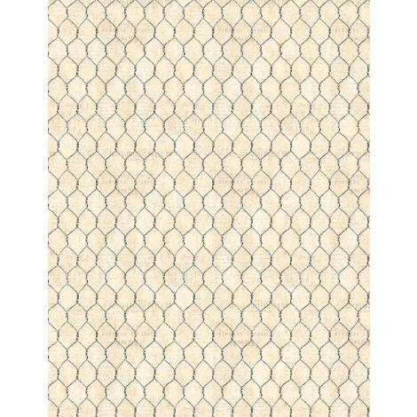 Garden Gate Roosters 39815-199 Chicken Wire Cream - Quilted Strait