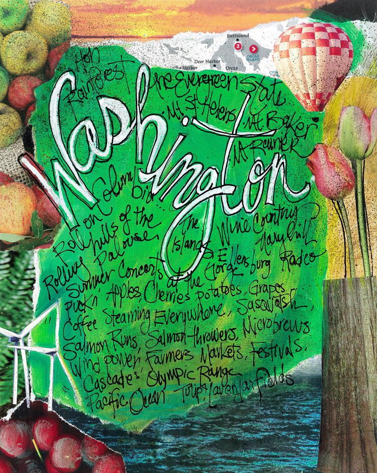 Washington State Greeting Card - Quilted Strait