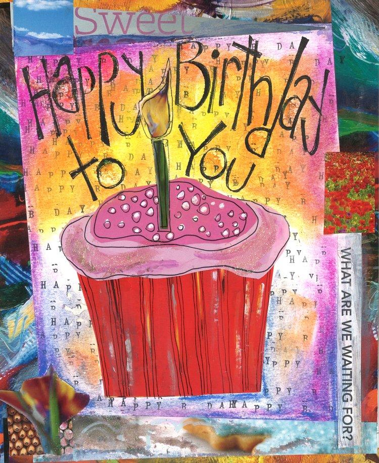 Birthday Cupcake Greeting Card - Quilted Strait