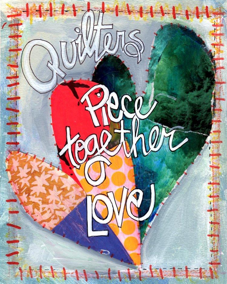 Quilters Piece Together Love Greeting Card - Quilted Strait