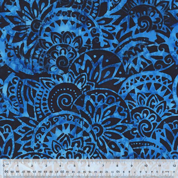 Moody Blue 2457 Baliscapes Scalloped Paisley Black - Quilted Strait