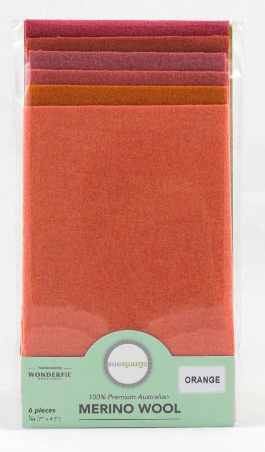 Orange Wool Assortment - 1/64 yard - Quilted Strait