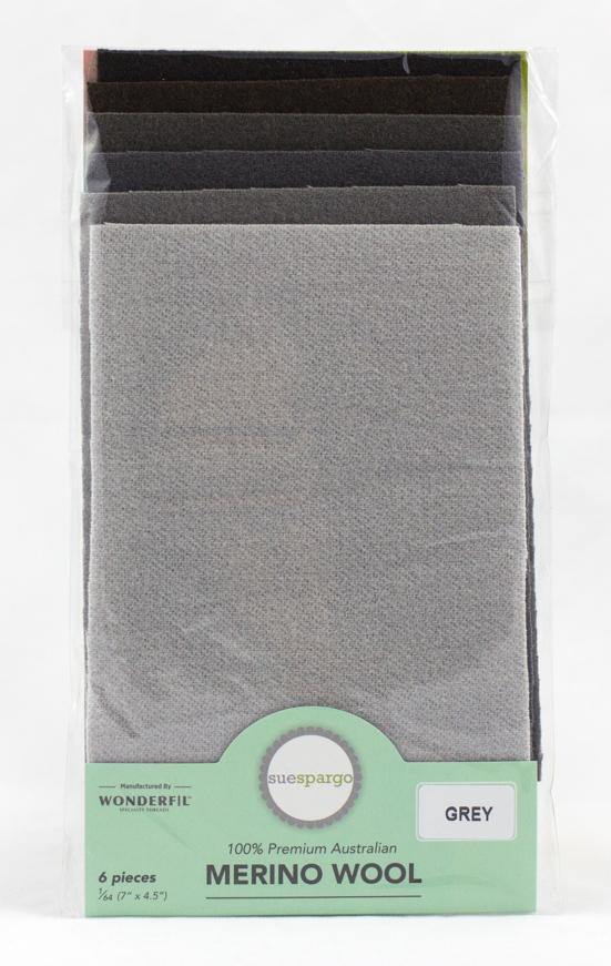 Grey (gray) Wool Assortment - 1/64 yard - Quilted Strait