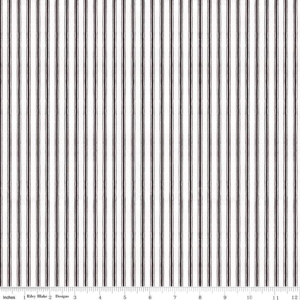 White as Snow 13561 Tiny Ticking Black - Quilted Strait