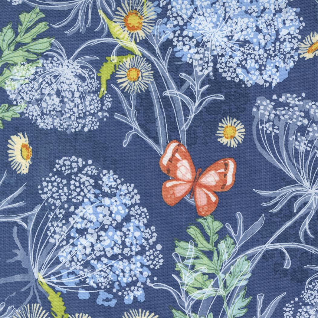 Wild Blossoms 48733 25 Navy - Quilted Strait
