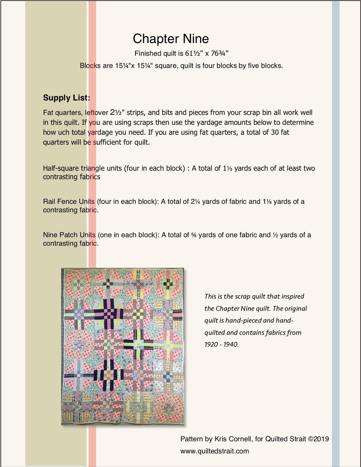 Chapter Nine, PDF Pattern | Quilted Strait